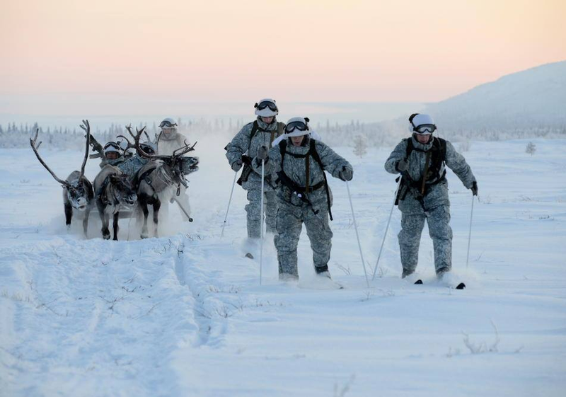 Illustration for article titled Russian Soldiers Go Native For Arctic Ops Using Reindeer And DogsledsĀ